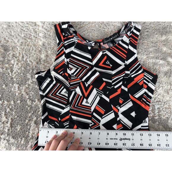 Derek Heart Size S Abstract Fit Flared Mini Dress Sleeveless Pullover Stretch - Picture 7 of 10